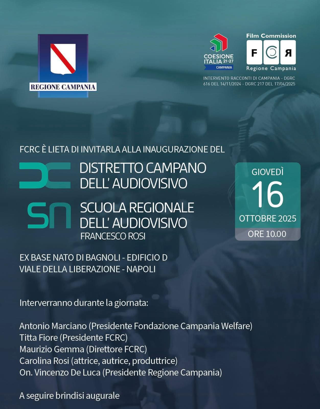 Inaugurazione del distretto campano dell'audiovisivo Inaugurazione del distretto campano dell’audiovisivo